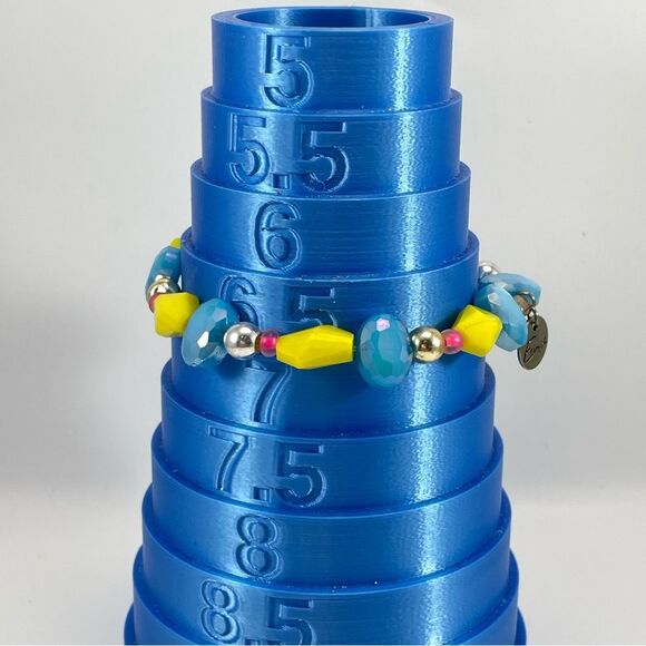 Erimish Cute Blue Yellow Glass Beaded Multi Shaped Stretch Bracelet Bright - Picture 5 of 5